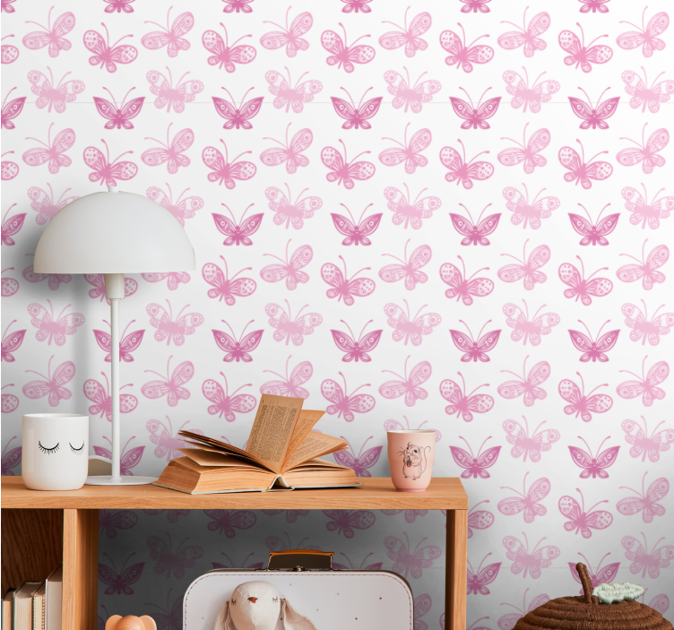 Roze tinten vlinders behang - TenStickers