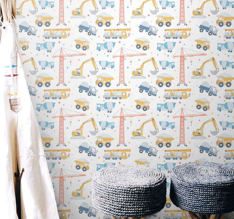 Constructie motieven behangpapier kinderkamer - TenStickers