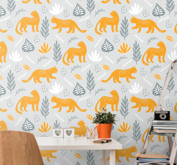 Decor met katachtig motief katten behang - TenStickers