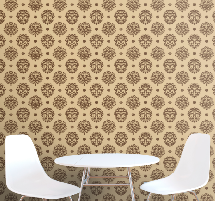Oud beige patroon behang bloemsierkunst - TenStickers