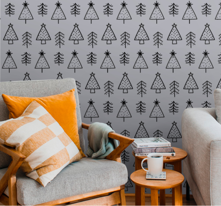 Dennenpatroon decor behang kerst - TenStickers