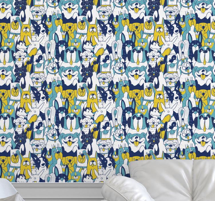 Dierenprint behang Hond naadloze geklets - TenStickers