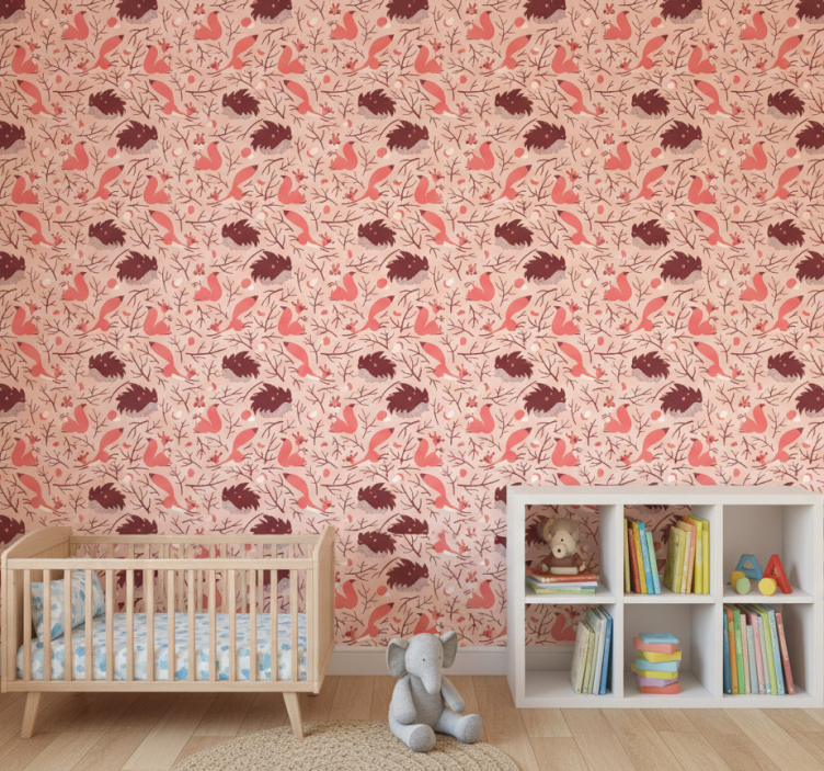 Dinosaurus behang eekhoorns en egels - TenStickers