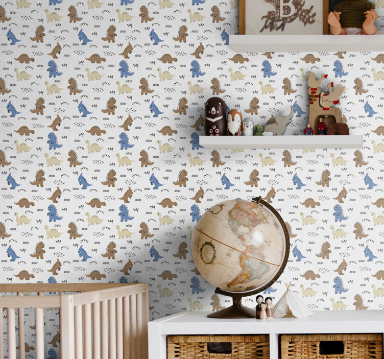 Dinosauruspatronen babykamer behang - TenStickers