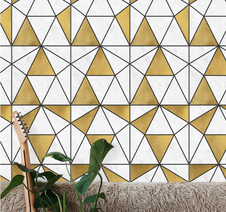 Geometrische marmeren facetten behang driehoeken - TenStickers