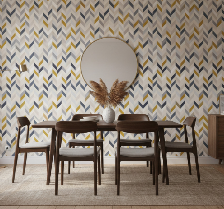 Eetkamer behang chevron zigzag patroon - TenStickers