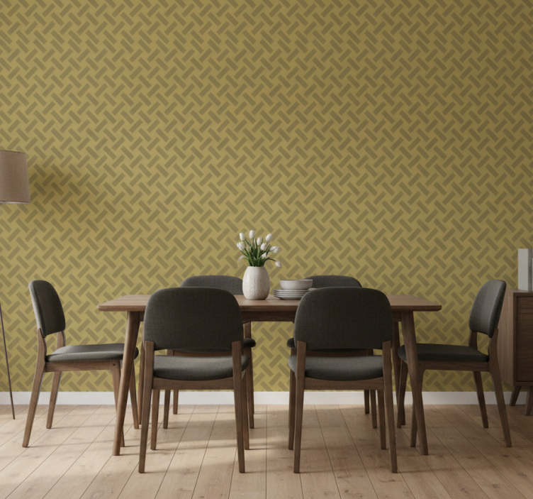 Eetkamer behang geometrisch geel vierkant patroon - TenStickers