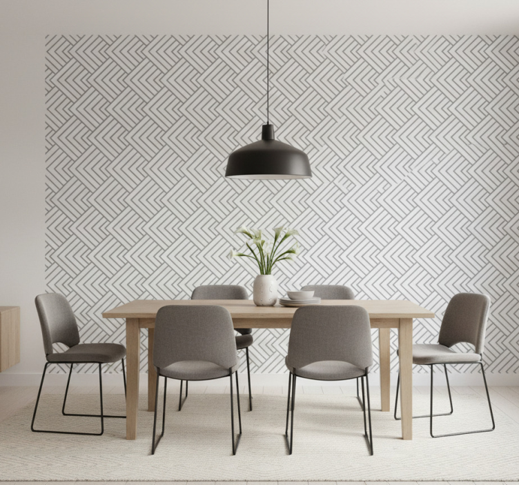 Eetkamer behang geometrisch labyrint - TenStickers
