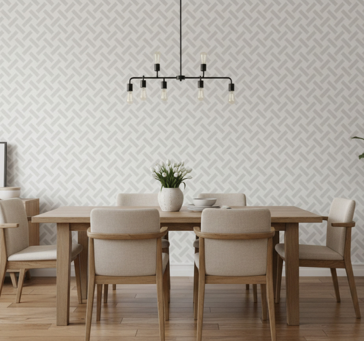 Eetkamer behang geometrisch wit vierkant patroon - TenStickers