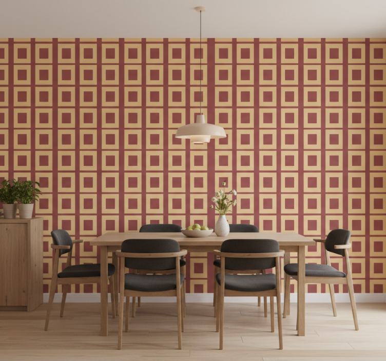 Eetkamer behang geometrische vierkanten - TenStickers