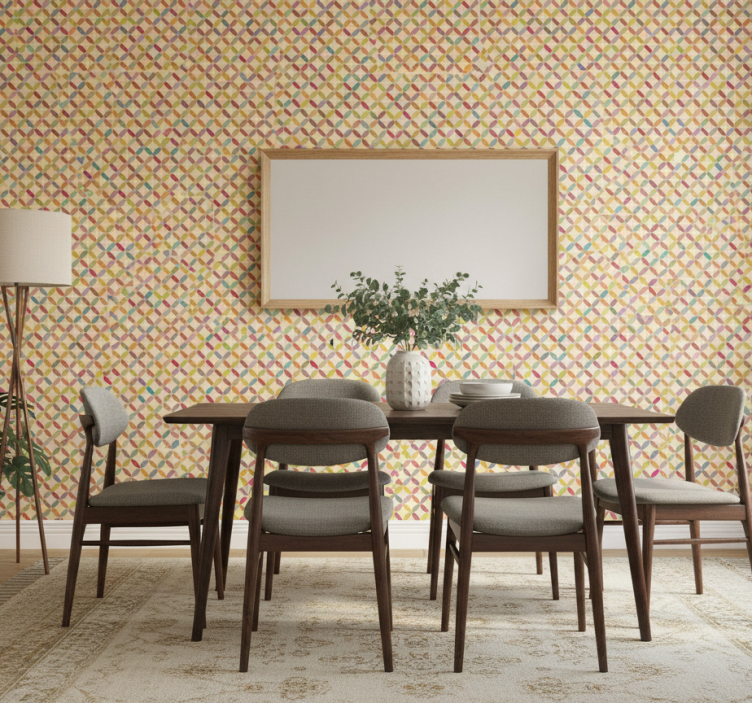 Eetkamer behang kleurrijk geometrisch - TenStickers