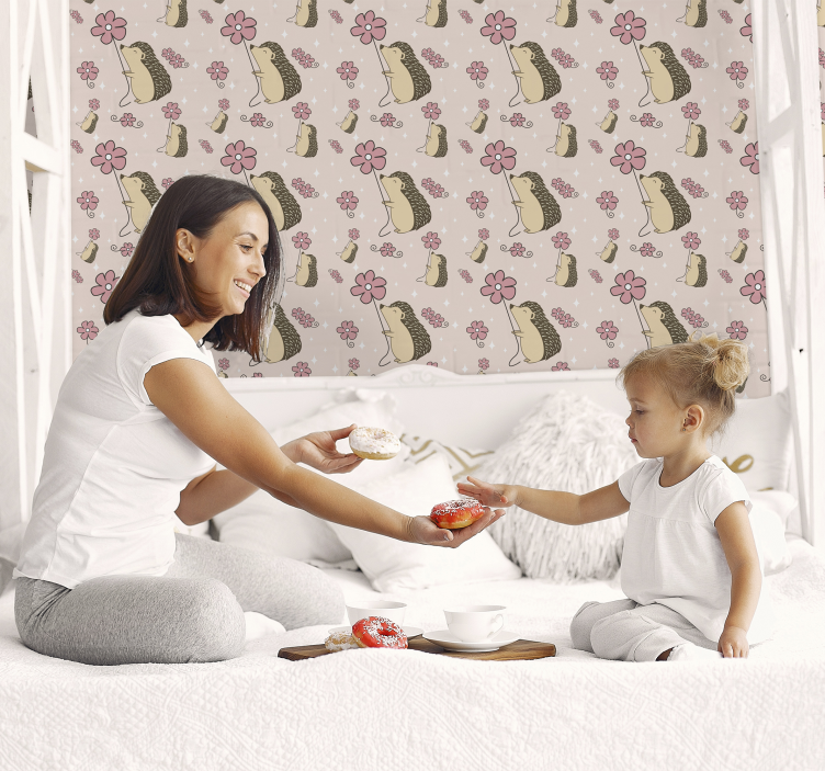 Egel en bloem ontwerp behang dieren - TenStickers