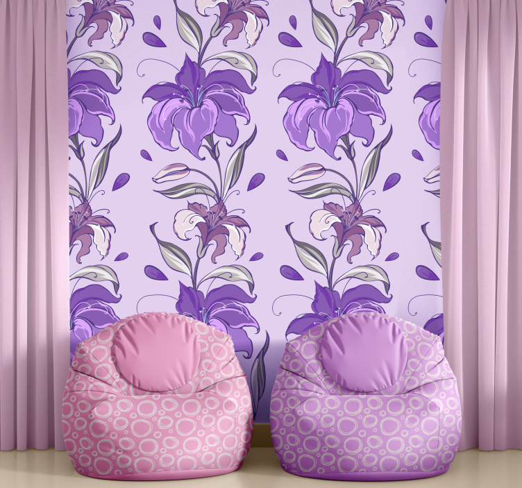 Elegant bloemdessin bloemen behang - TenStickers