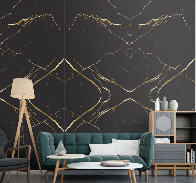 Elegant zwart en gouden design marmeren behang - TenStickers