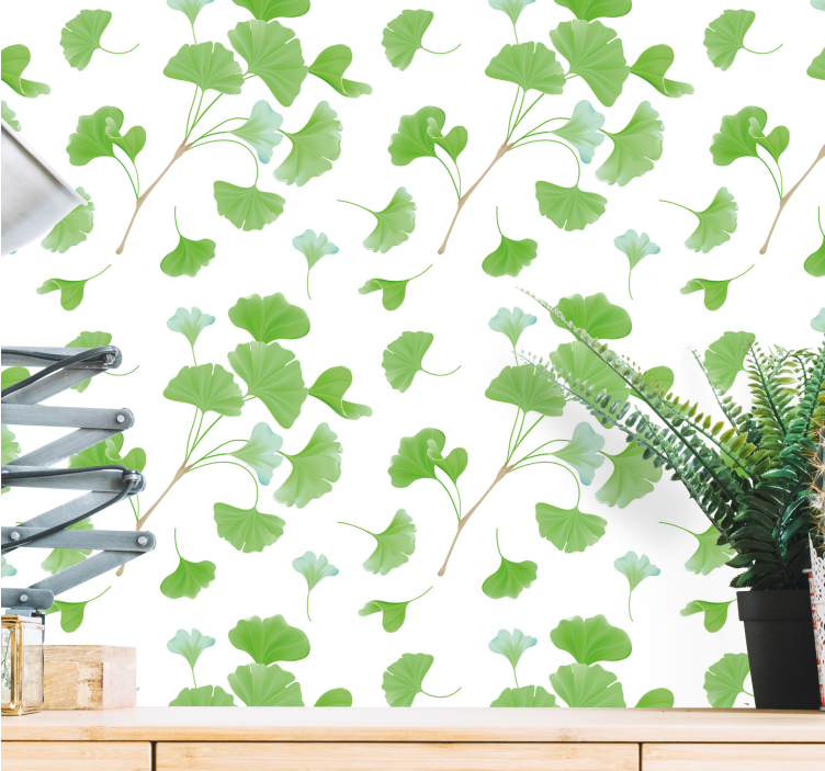Behang bladeren ginkgo biloba patroon - TenStickers