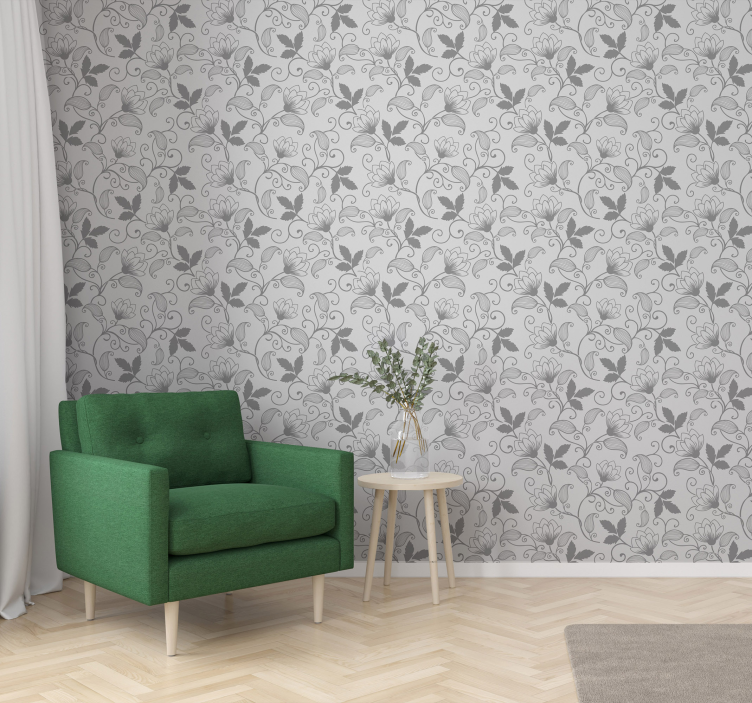 Elegante bloemenprint behang bloemsierkunst - TenStickers