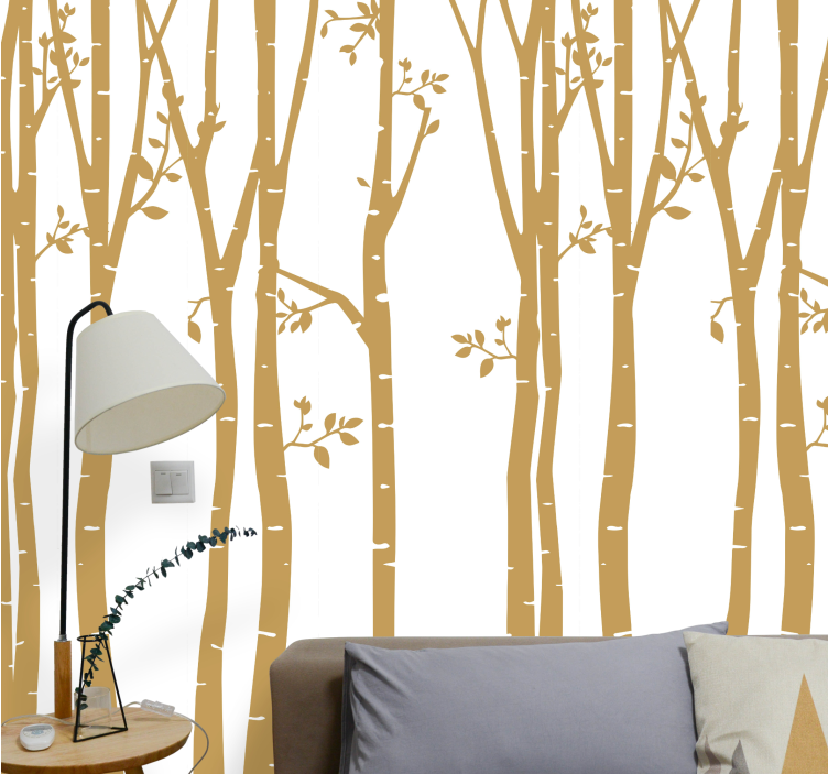 Elegante gouden silhouetten behang boom - TenStickers