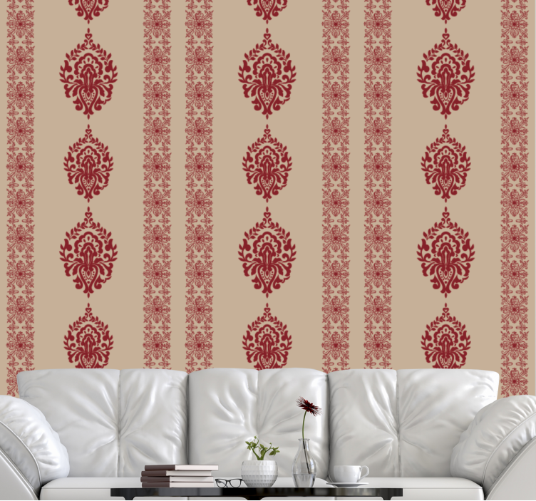 Elegante rode patronen barok behangpapier - TenStickers