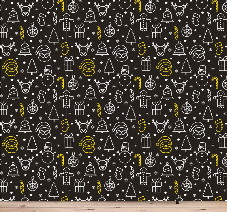 Feestelijke seizoensiconen behang kerst - TenStickers