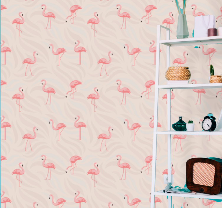 Flamingo-ensemble behang dieren - TenStickers