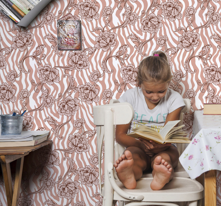 Florale Sierpatroon Bloemen behang - TenStickers