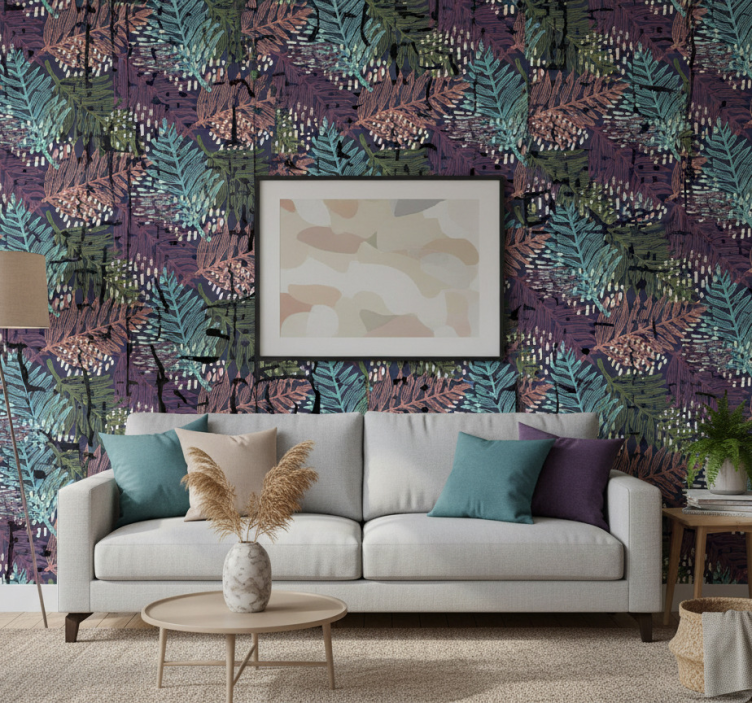 Fotobehang natuur bladerig kleurrijk patroon - TenStickers