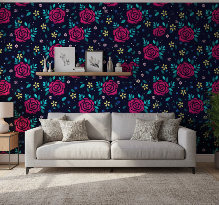 Fotobehang natuur donkere rozen - TenStickers