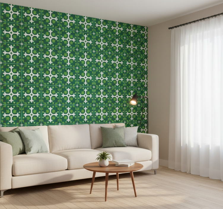 Fotobehang natuur emerald botanische print - TenStickers