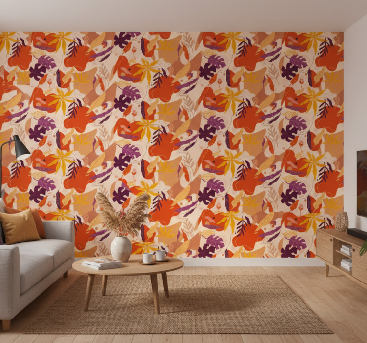 Fotobehang natuur kleurrijke abstracte bladeren - TenStickers