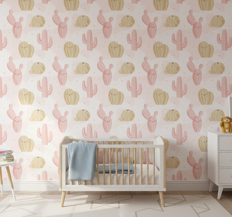 Fotobehang natuur schattig cactuspatroon - TenStickers