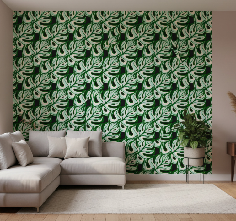 Fotobehang natuur tropisch foliage print - TenStickers