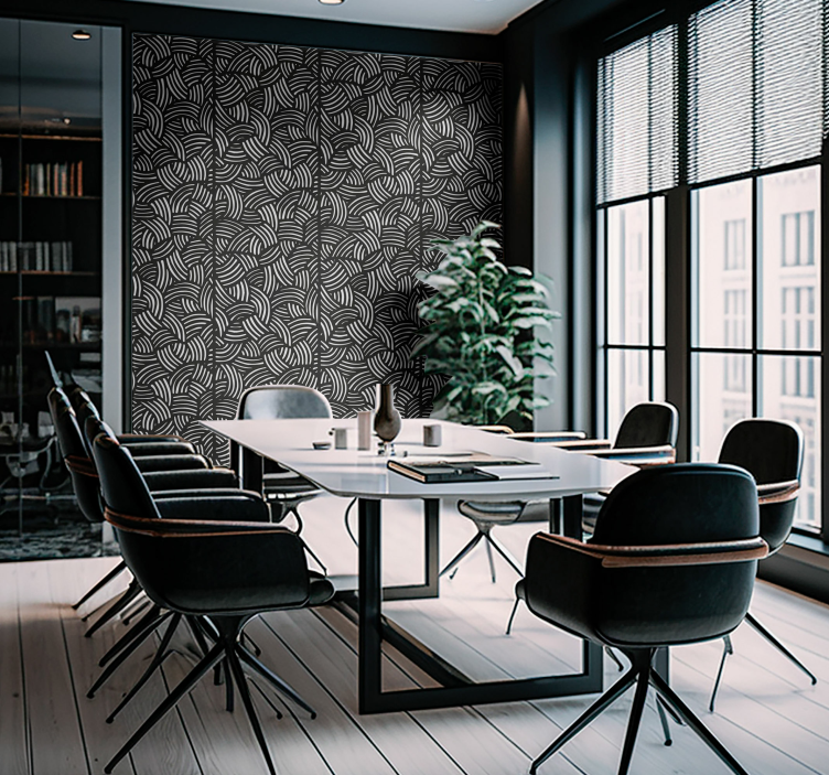 Gebogen strepen zwart fotobehang - TenStickers