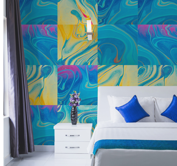 Gemarmerde wervelingen behang abstract - TenStickers