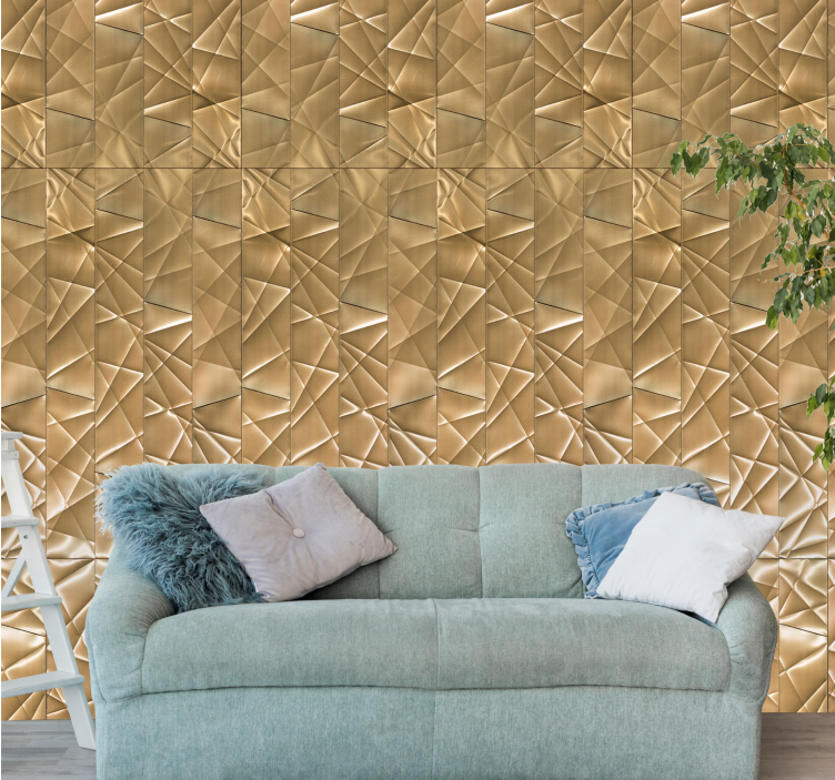 Geometrisch gouden effectpatroon metaal behang - TenStickers