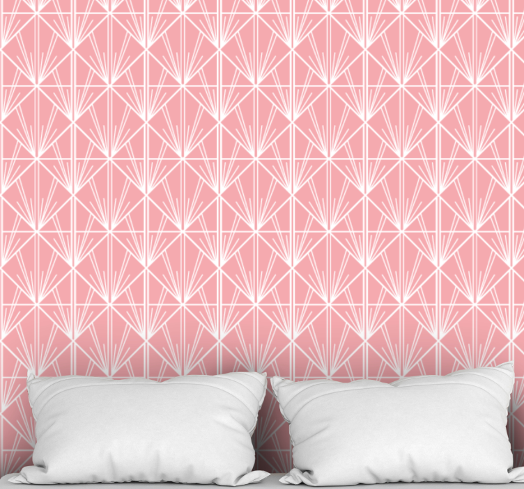 Geometrisch roze patroon moderne behangpapier - TenStickers