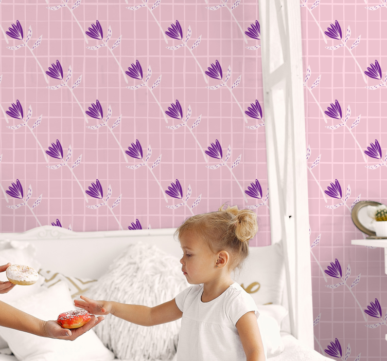 Geometrische bloemenstructuur behang geometrisch - TenStickers