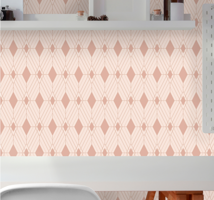 Pastel deco diamanten behang geometrisch - TenStickers