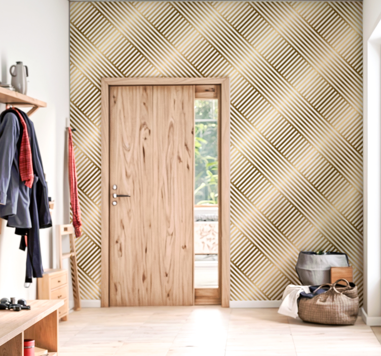 Geometrische gouden lijnen behangpapier ingang - TenStickers