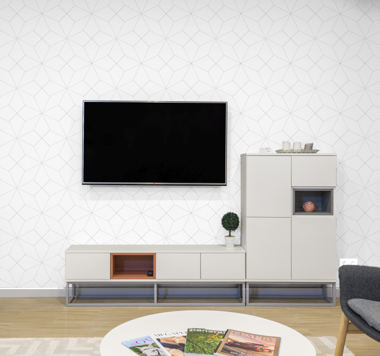 Minimalistische lijnenraster geometrisch behang - TenStickers