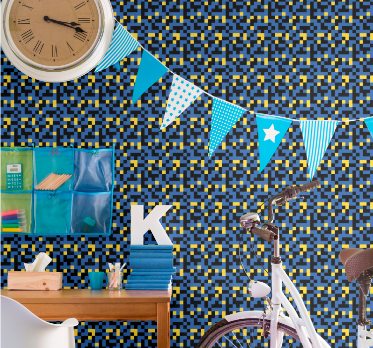 Gepixelde kleurblokken behang geometrisch - TenStickers