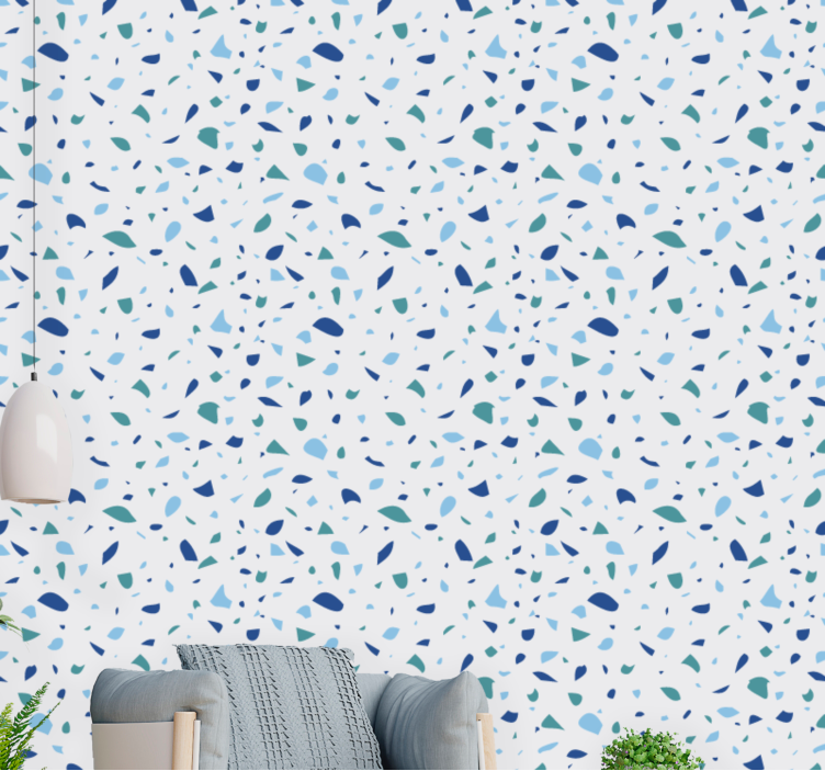 Blauwe eenvoudige terrazzo behang print - TenStickers