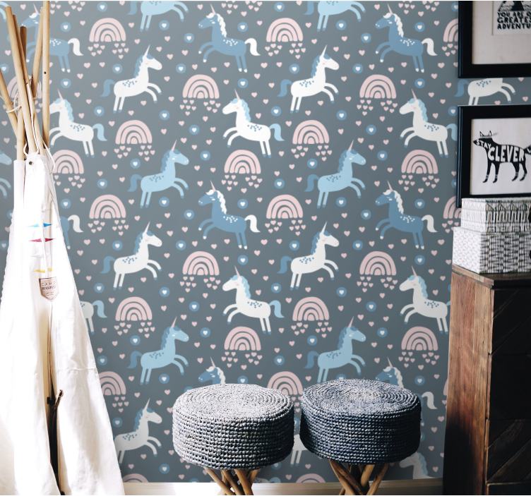 Giraffe regenbogen motief behang dieren - TenStickers