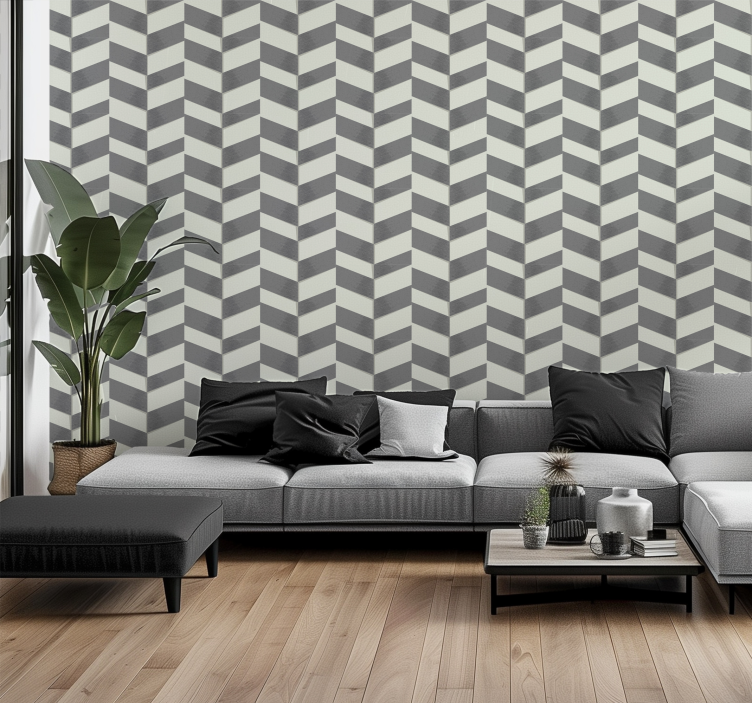 Grijze chevron geometrisch behang - TenStickers