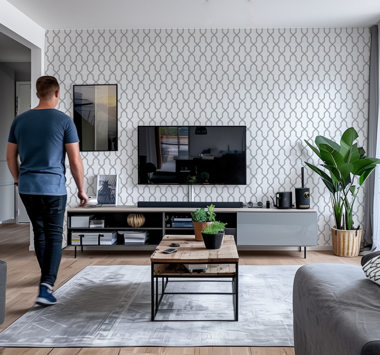 Grijze harmonie geometrisch behang - TenStickers