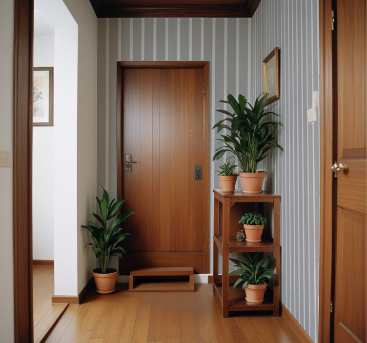 Grijze strepen behangpapier gang - TenStickers