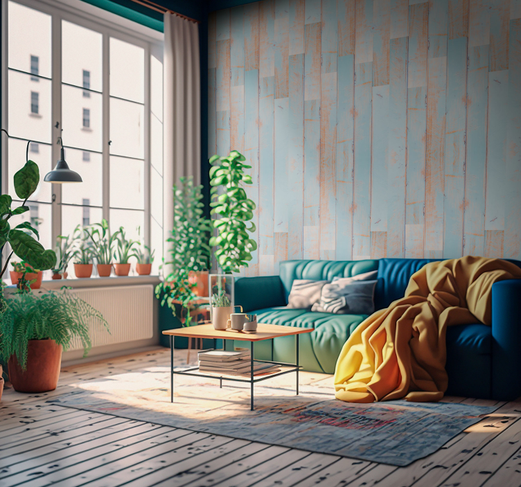 Hout behang Wit roze hout planken - TenStickers