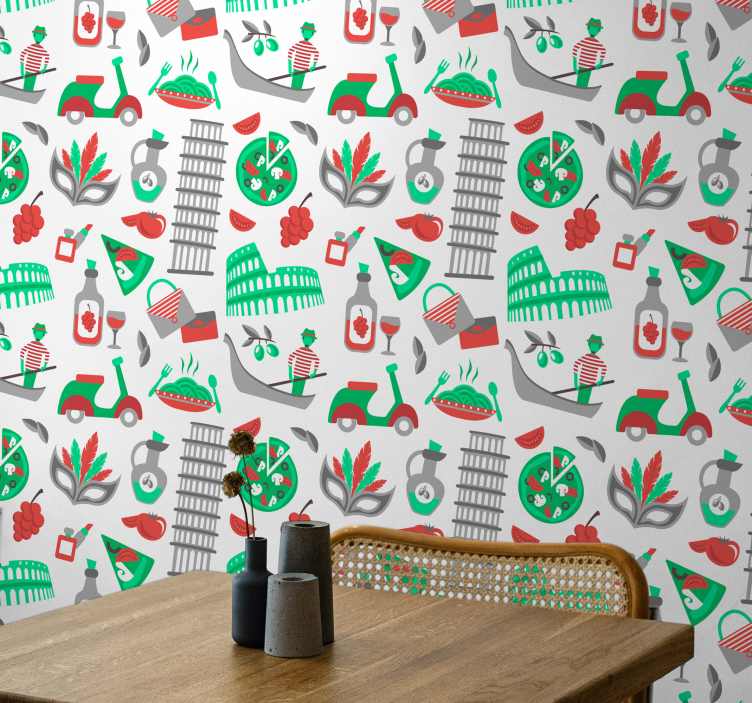 Italiaans culinair avontuur behangpapier landen en steden - TenStickers