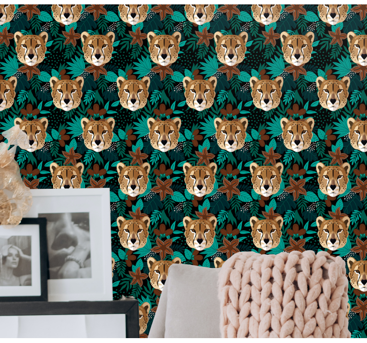 Jungle cheetah-patroon behang dieren - TenStickers