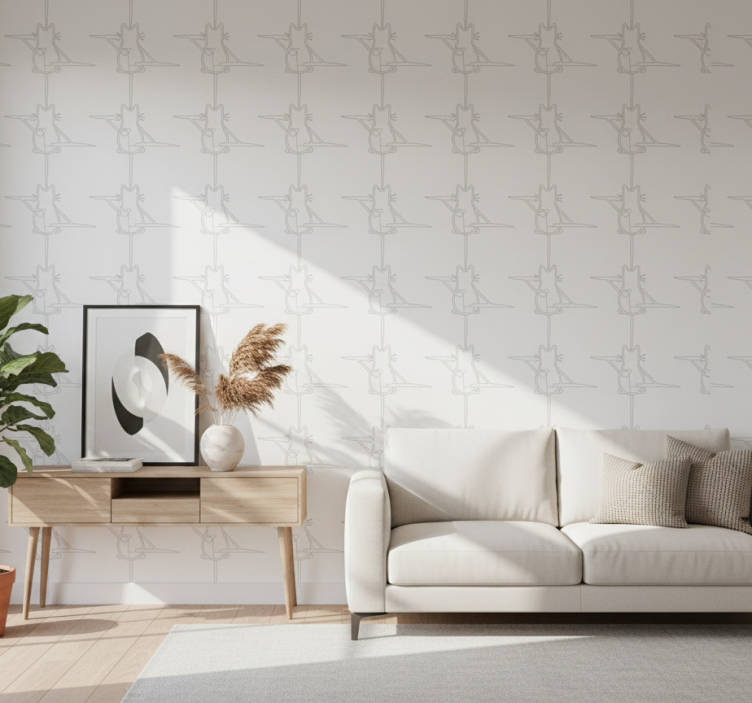 Katten behang met omtrek van katten - TenStickers