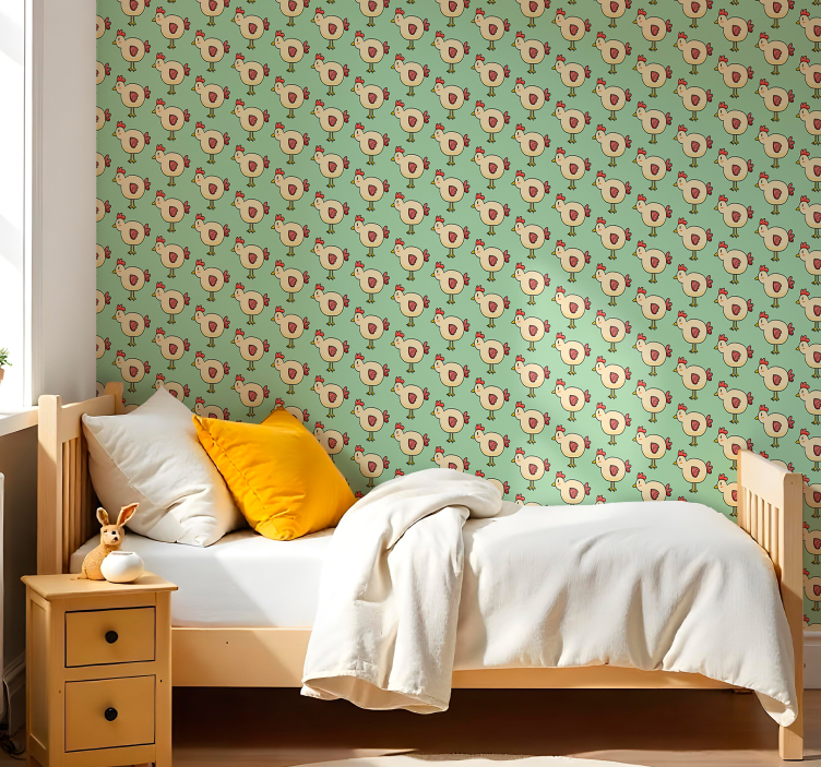 Kip patroon behang dieren - TenStickers